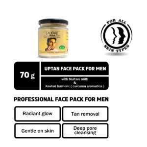 Lalkare Ubtan Face Pack for Men De Tan Removal & Anti-Tan | Skin Brightening for Glowing Skin | Deep Pore Cleansing, 100% Pure & Natural Powder -70g